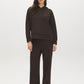 Dk Brown Ottoman Rib Hoodie with Kangaroo Pocket - Full Body View - Suzy Shier