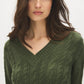 Ivy Melange V-Neck Cable Knit Sweater - Close-up Fabric Detail - Suzy Shier