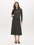 Charcoal Cable Knit Midi Skirt - Woman Wearing Textured Knit Skirt - Suzy Shier