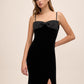 Black Velour Gown with Satin Bow - Full Front View - Le Chateau