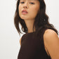 Milk Chocolate Velour Midi Dress with Lace Trim - Close-up Fabric Detail - Suzy Shier
