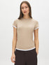 Coffee Bean and White Double Layer Crew Neck Top - Front View - Suzy Shier