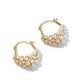 Gold Pearl and CZ Hoop Earrings - Front View - Suzy Shier