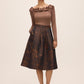 Copper Lurex Ruffle Off-Shoulder Sweater - Full Body View - Le Chateau