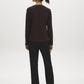 Coffee Bean Jacquard Knit Top with PU Trim - Back View - Suzy Shier
