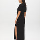 Bruised Burgundy Melange Ribbed Knit Sweater Skirt with Side Slit - Side Profile View - Suzy Shier