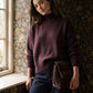 Winetasting Mock Neck Drop Shoulder Sweater - Woman Wearing Soft Knit Pullover - Suzy Shier