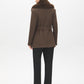 Dark Brown Melange Short Belted Faux Wool Coat - Back View - Suzy Shier