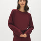 Coffee Bean Cloud Fleece Top with Drop Shoulder Sleeves - Back View - Suzy Shier