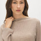 Beige Melange Sweater Knit Boat Neck Tunic - Close-up Fabric Detail - Suzy Shier