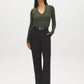 Guacamole Deep V-Neck Ribbed Knit Top - Front View - Suzy Shier