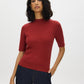 Rosewood Cable Knit Mock Neck Sweater - Woman Wearing Textured Knit Top - Suzy Shier