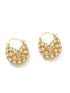 Gold Huggie Gem Detail Earrings - Close-up View - Suzy Shier