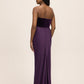 Dark Plum Bustier Gown with Velour Upper - Back View - Le Chateau