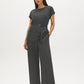 Charcoal Dolman Sleeve Jacquard Tunic Top - Front View - Suzy Shier
