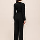 Black Crossover Neck Knit Jumpsuit - Back View - Le Chateau