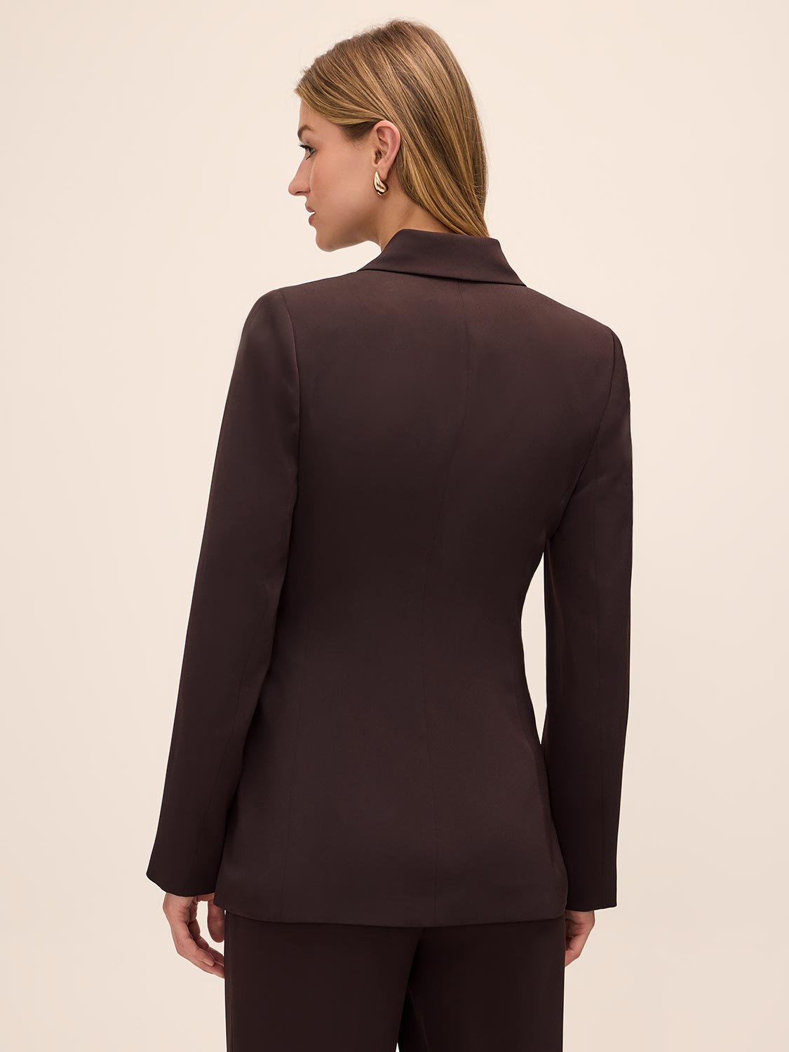 Chestnut Gold Trim Side Wrap Blazer - Back View - Le Chateau