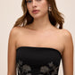 Black Strapless Knit Crepe Midi Dress with Floral Studs - Close-up Detail - Le Chateau