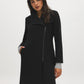 Black Asymmetrical Zip Front Faux Wool Coat - Woman Wearing Mid-Length High Collar Coat - Suzy Shier