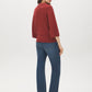 Rosewood Collared Button-Front Sweater with 3/4 Sleeves - Back View - Suzy Shier