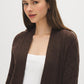 Dolphin Melange Long Cable Knit Open Cardigan - Alternate Color Close-up Front View - Suzy Shier