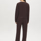 Coffee Bean Cloud Fleece Top with Drop Shoulder Sleeves - Back View - Suzy Shier