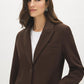 Brown Single-Breasted Wool Blend Long Coat - Front Detail - Suzy Shier