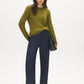 Pistachio Melange Cable Knit Crew Neck Sweater - Front View - Suzy Shier