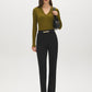 Guacamole Ribbed Deep V-Neck Long Sleeve Top - Front View - Suzy Shier