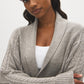 Dolphin Melange Cable Knit Shawl Collar Duster Sweater - Close-up Fabric Detail - Suzy Shier