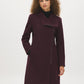 DK Burgundy Asymmetrical Zip Faux Wool Coat - Front View - Suzy Shier