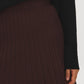 Brown Pleated Sweater Knit Mini Skirt - Close-up Fabric Detail - Suzy Shier