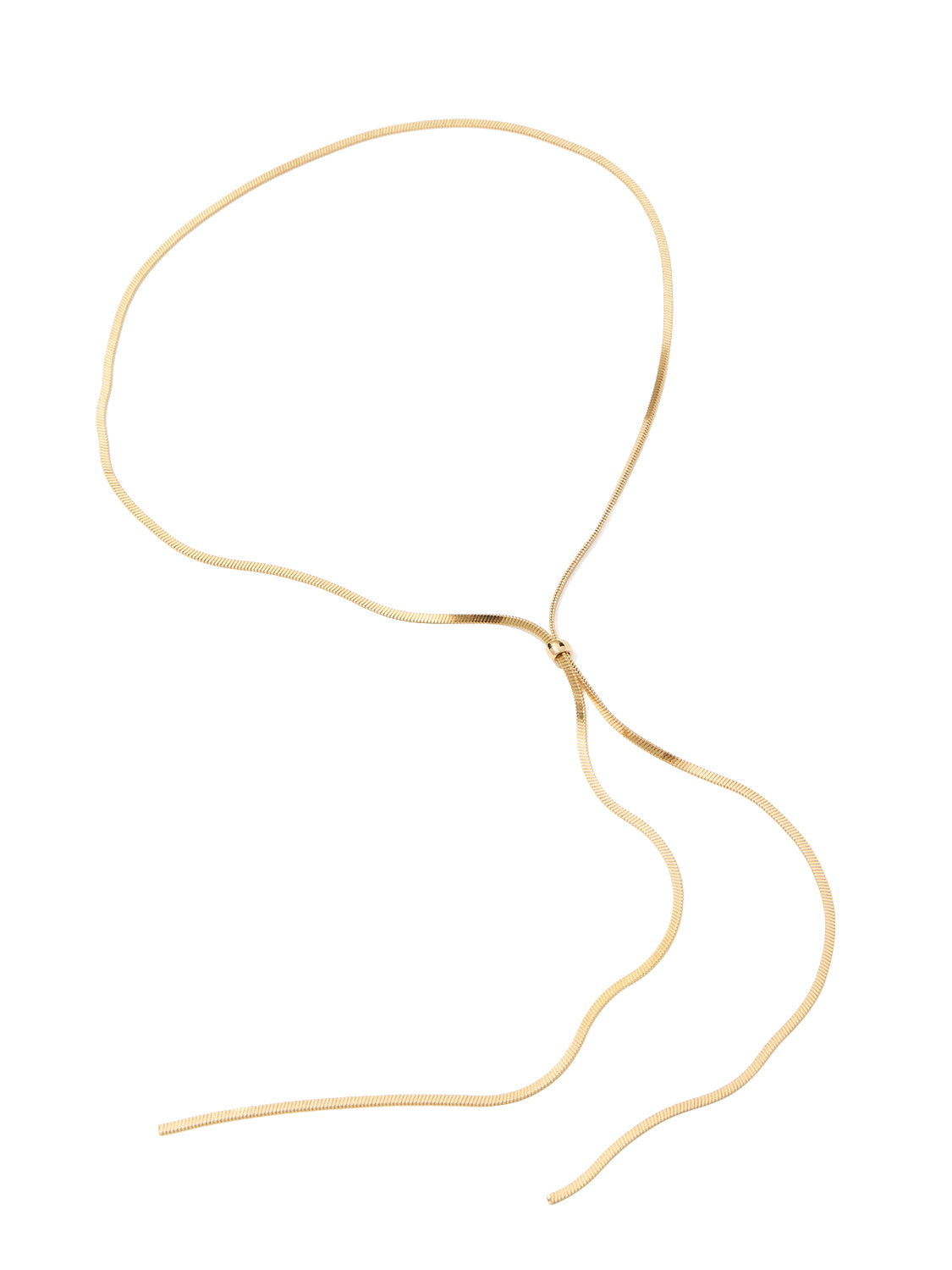 Gold Lariat Snake Chain Necklace - Full View - Suzy Shier