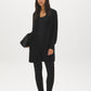 Black Ribbed Knit Duster Sweater - Front View - Suzy Shier