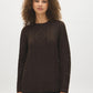 Bark Melange Cable Knit Sweater with Side Slits - Woman Wearing Cozy Knit Top - Suzy Shier