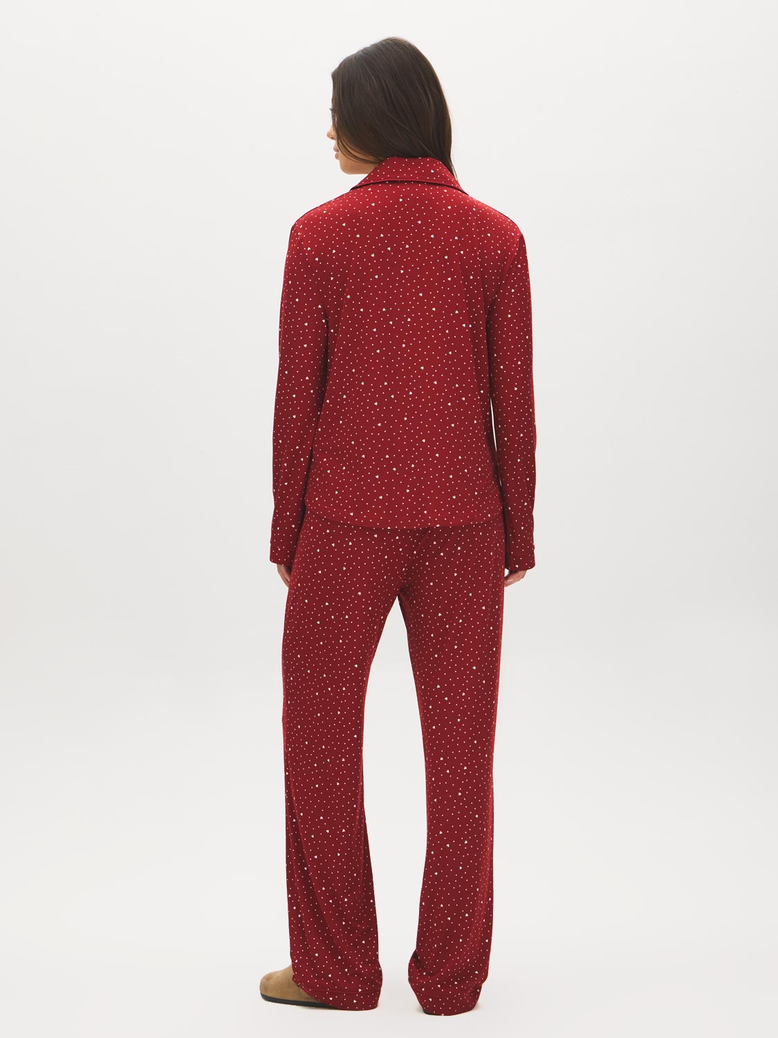 Winery Dots and Hearts Print PJ Set - Back View - Suzy Shier