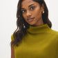 Guacamole Sleeveless Mock Neck Sweater Knit Top - Close-up Neck Detail - Suzy Shier