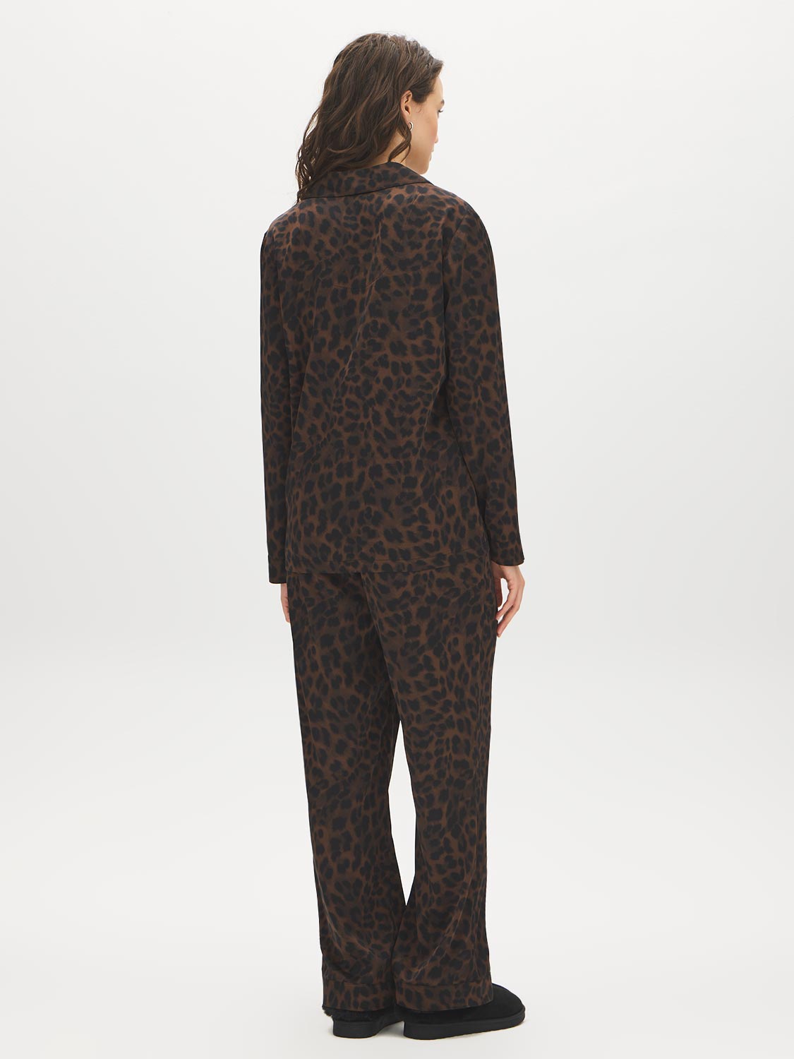 Bison Animal Print Satin PJ Set - Back View - Suzy Shier