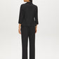 Black/White Striped One-Button Blazer with Cuffed Sleeves - Back View - Suzy Shier
