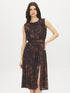 Floral Print Mesh Dress with Cummerbund Waist - Front View - Suzy Shier