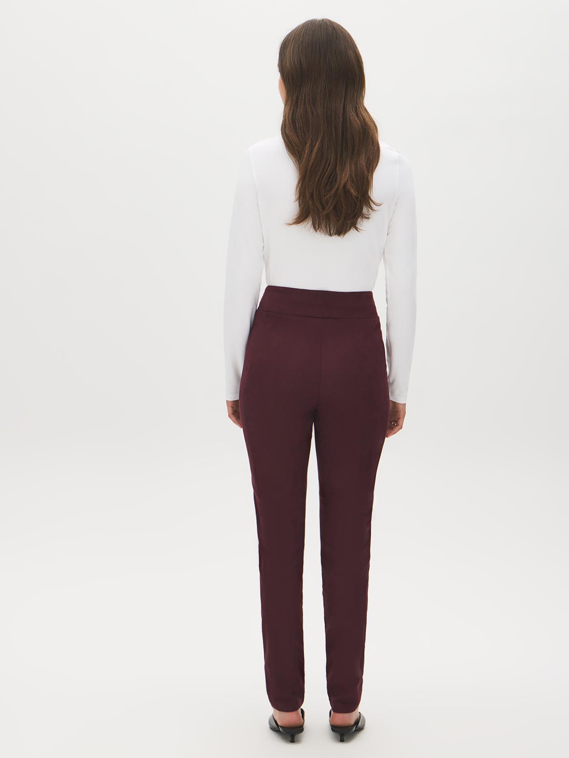 Winetasting Faux Suede Slim Leg Pull-On Pant - Back View - Suzy Shier