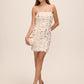 Antique Cream Sequin and Feather Mini Dress - Front View - Le Chateau