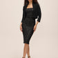 Black Knit Bolero with Embellished Cuffs - Front View - Le Chateau