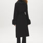 Dark Brown Melange Long Belted Faux Wool Coat - Back View - Suzy Shier