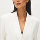 Off White Double-Breasted Blazer with Notch Collar - Close-up Collar Detail - Suzy Shier