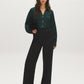 Scarab Satin-Like V-Neck Blouse - Front View - Suzy Shier