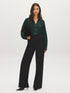 Scarab Satin-Like V-Neck Blouse - Front View - Suzy Shier