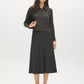 Dark Grey Knit Sweater Cardigan with Removable Fur Collar - Full Body View - Suzy Shier