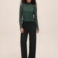 Dark Emerald Rhinestone Embellished Knit Top - Front View - Le Chateau