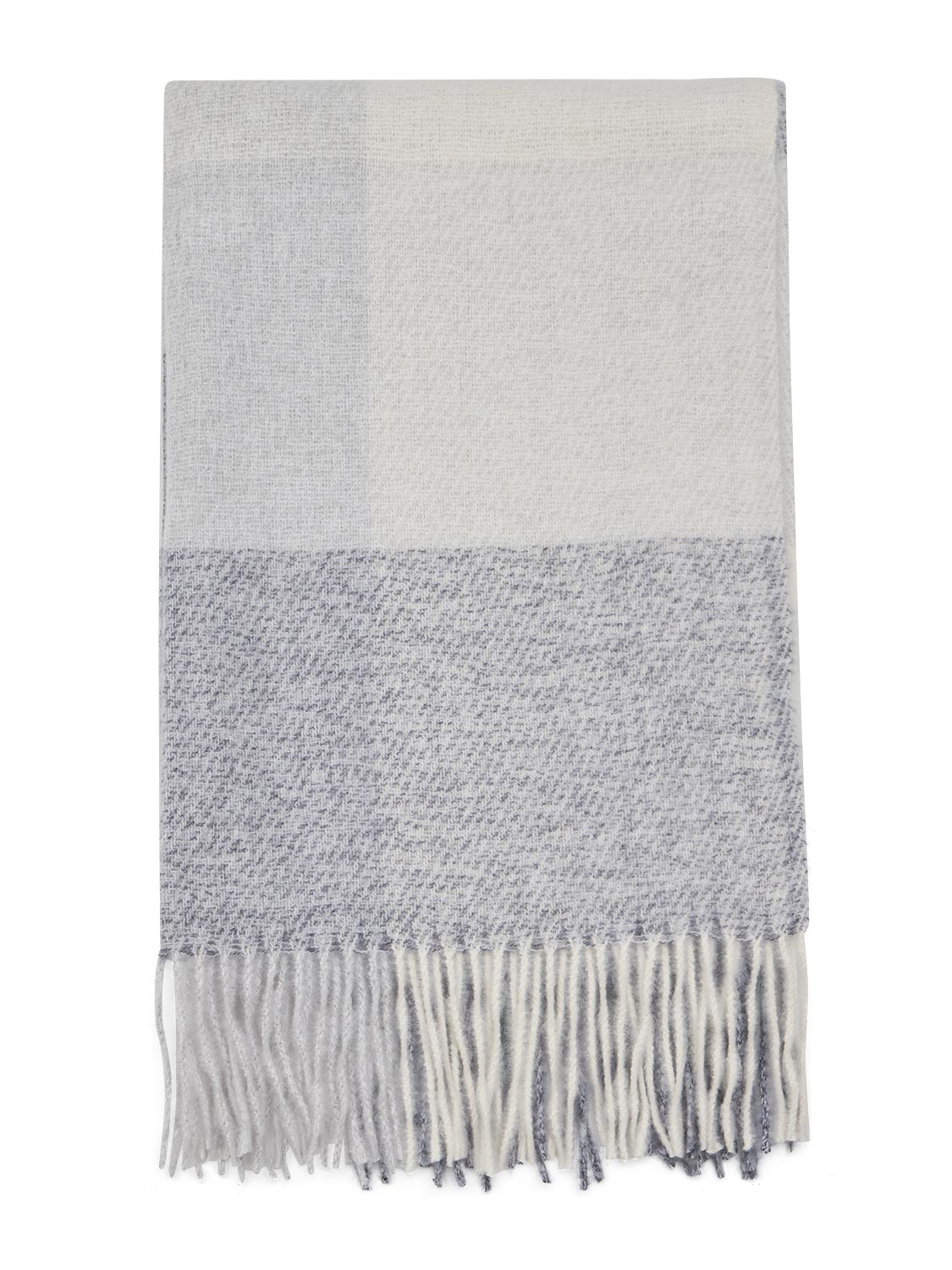 Oatmeal and Cream Soft Brushed Plaid Scarf - Full View - Suzy Shier